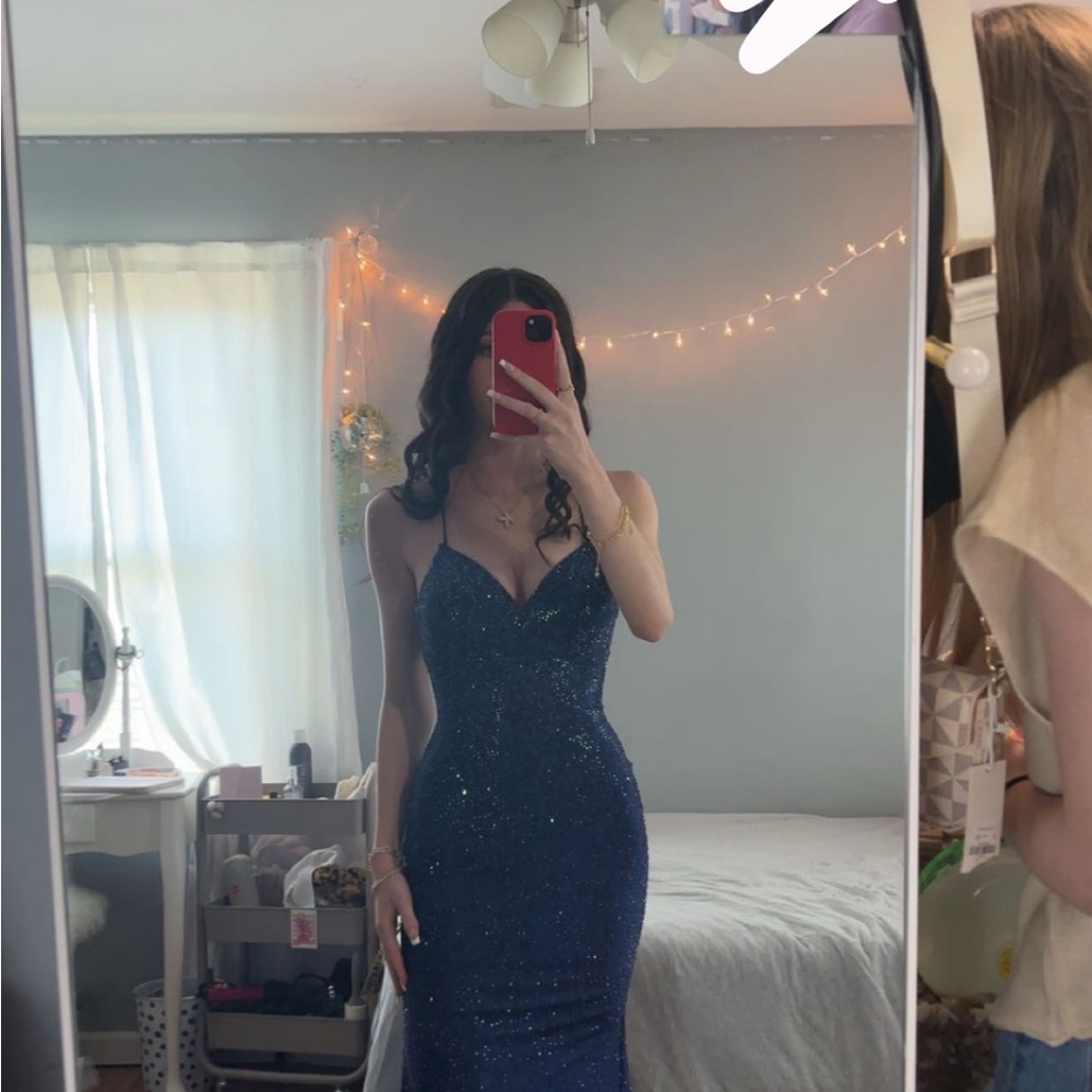 Elegant Blue Glitter Dress